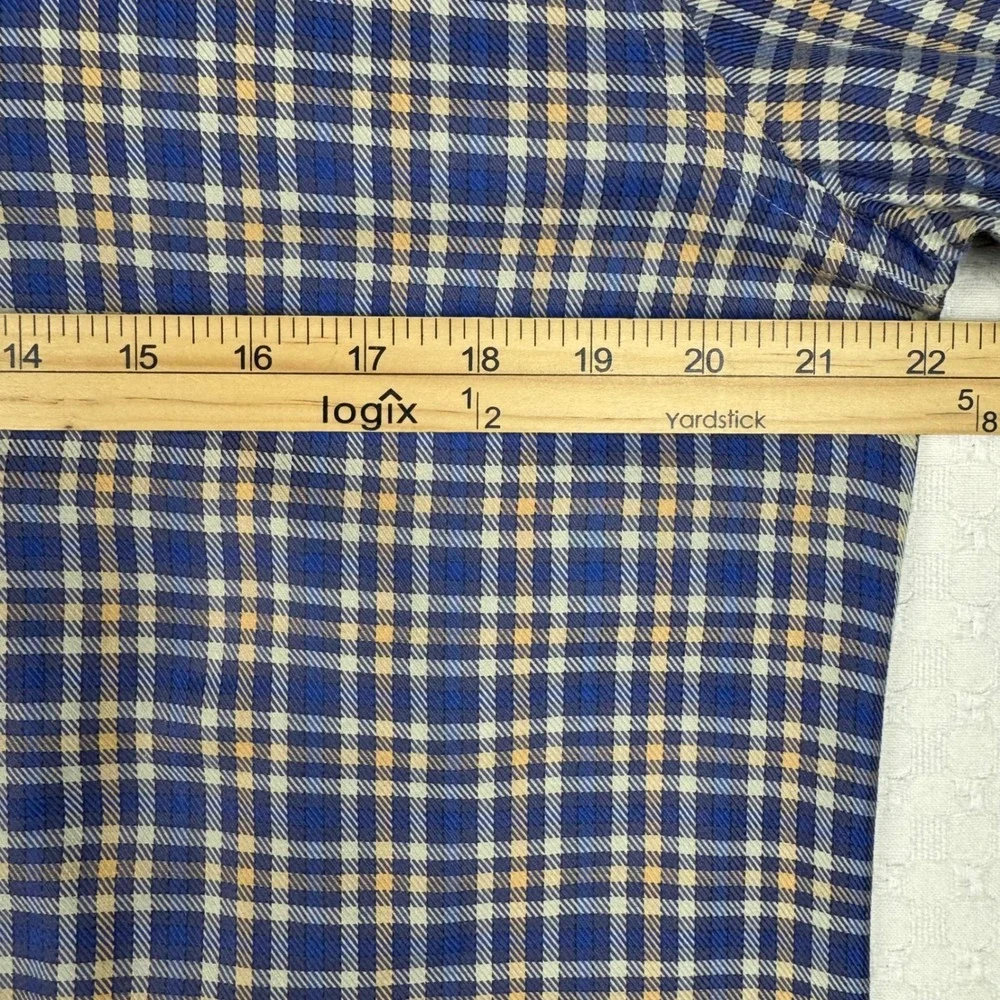 Hagen Carmel CA Plaid Button Up Shirt Preppy Mens M Blue Yellow Office Timeless
